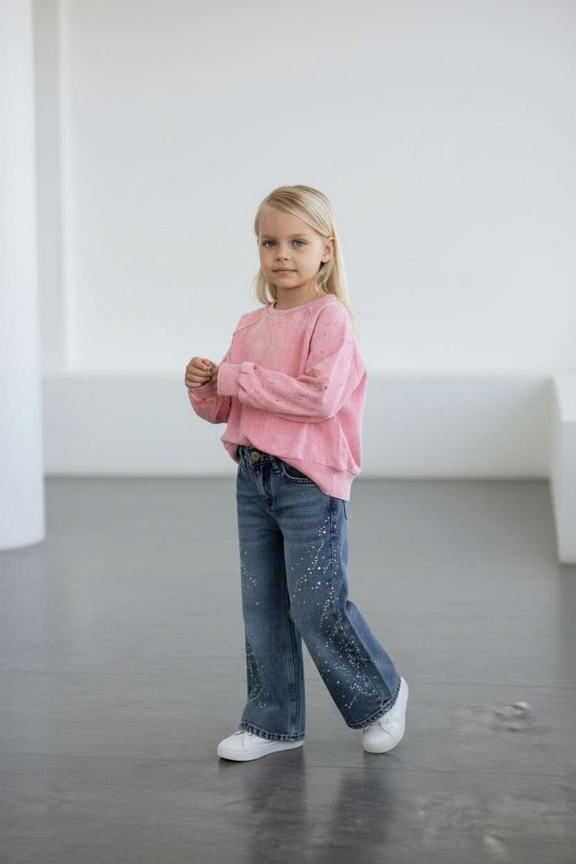 Platūs džinsai 134/140