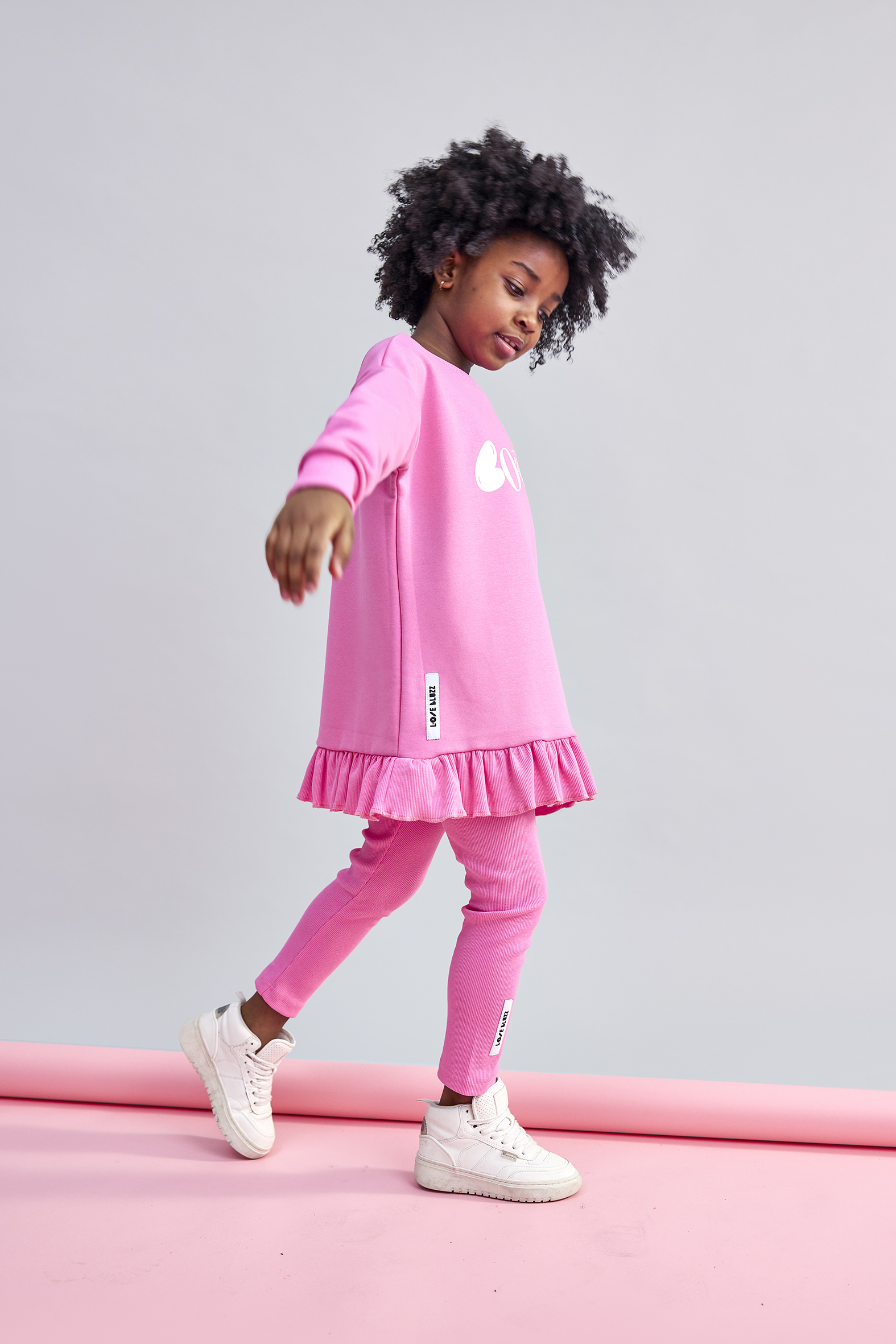 Rožinės rib trikotažo tamprės